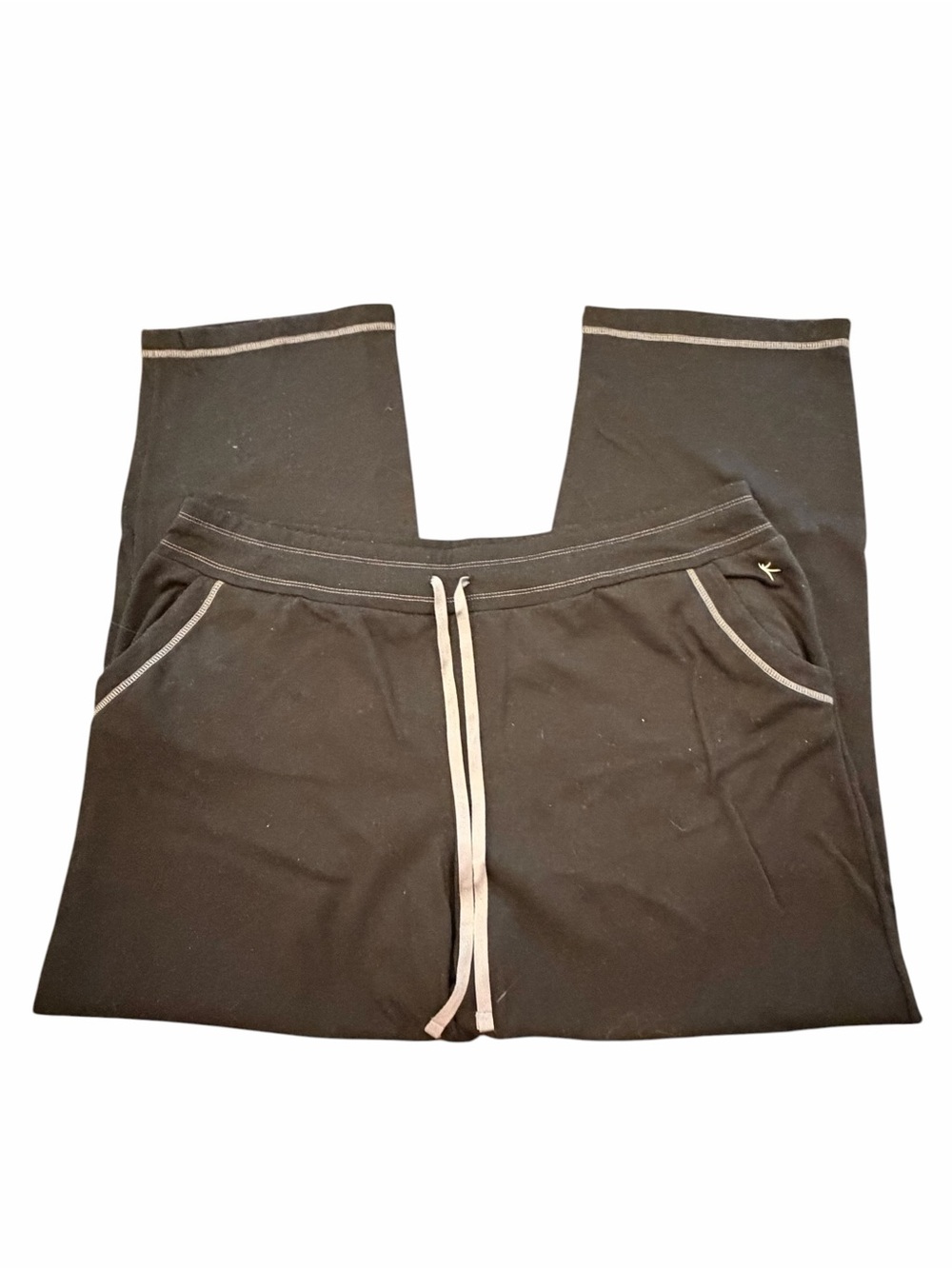 Danskin Now Women's Black Elastic Waist‎ Drawstring Straight Leg Pant 2X 18-20